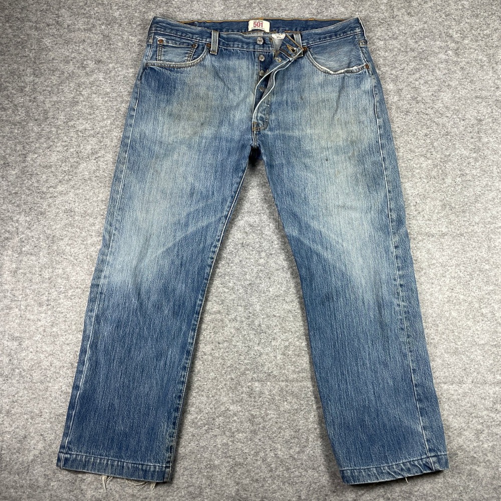 VTG Levis Jeans Mens 40x32 (Fits 38x28) Blue 501 Original Straight Button Fly